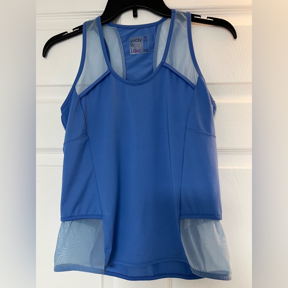 Lucky in Love Sky Blue Mesh Tank